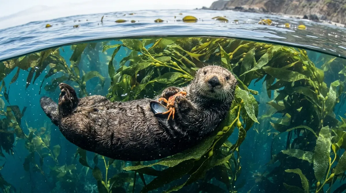 Nutria marina: el animal que protege los bosques de kelp